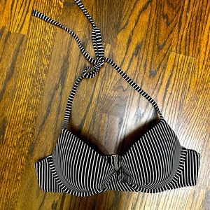 Worn once!Black &white striped bikini top fits size 32-36 B/C.Perfect condition!